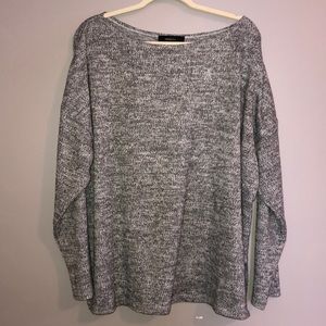 heathered gray sweater